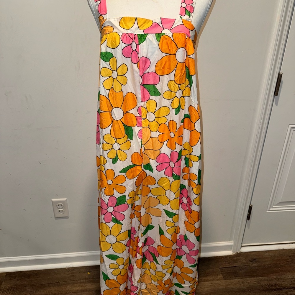 Floral Jumpsuit with Pink and Orange Flowers